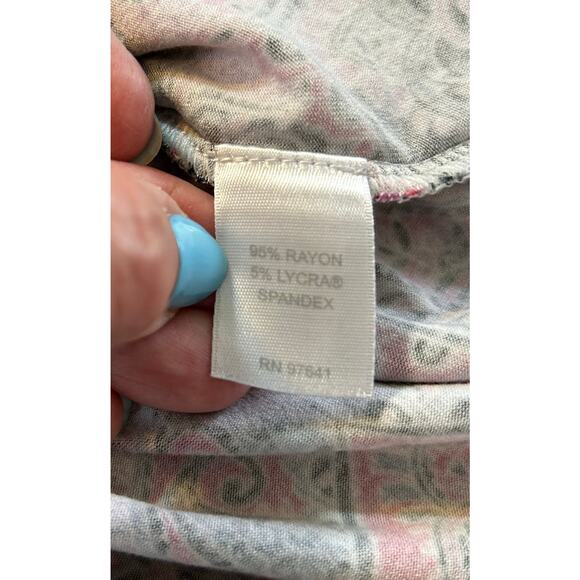 J Jill Wearever Collection Paisley Print Long Sleeve Peplum Top Red Black Sz 2X - Picture 8 of 10